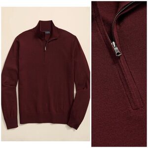 Brooks Brothers Men's Ultimate Merino Wool Quarter Zip Sweater in Burgundy M EUC